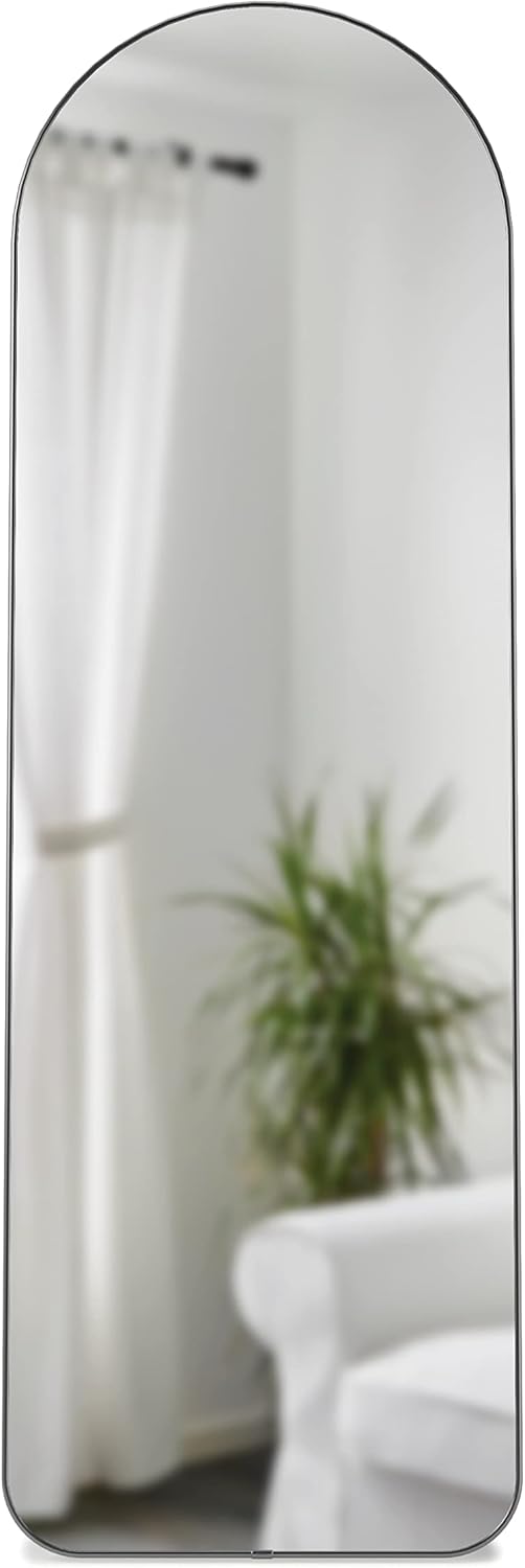 Umbra Hubba Arched Floor Length Mirror with Metallic Frame, Leaning or Wall-Mount, Modern Style for Bedroom, Bathroom, Entryway and More, 62 x 20-Inch, Titanium