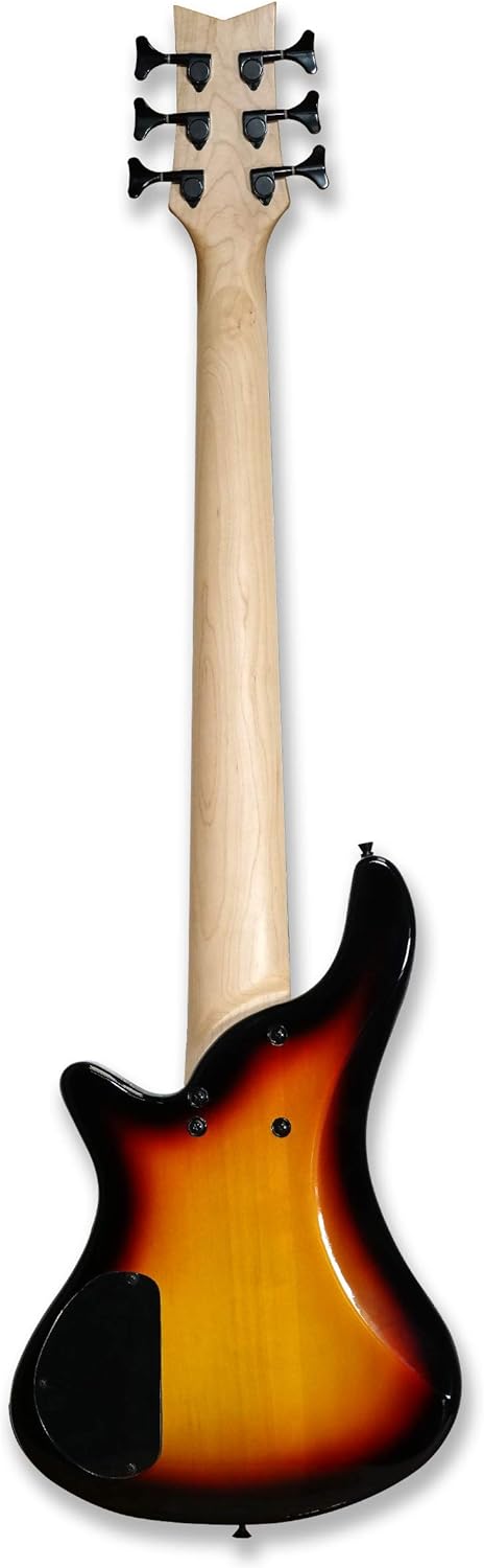 Fretless 6 String Electric Bass Bolt_On Maple Neck,Poplar Body Sunburst