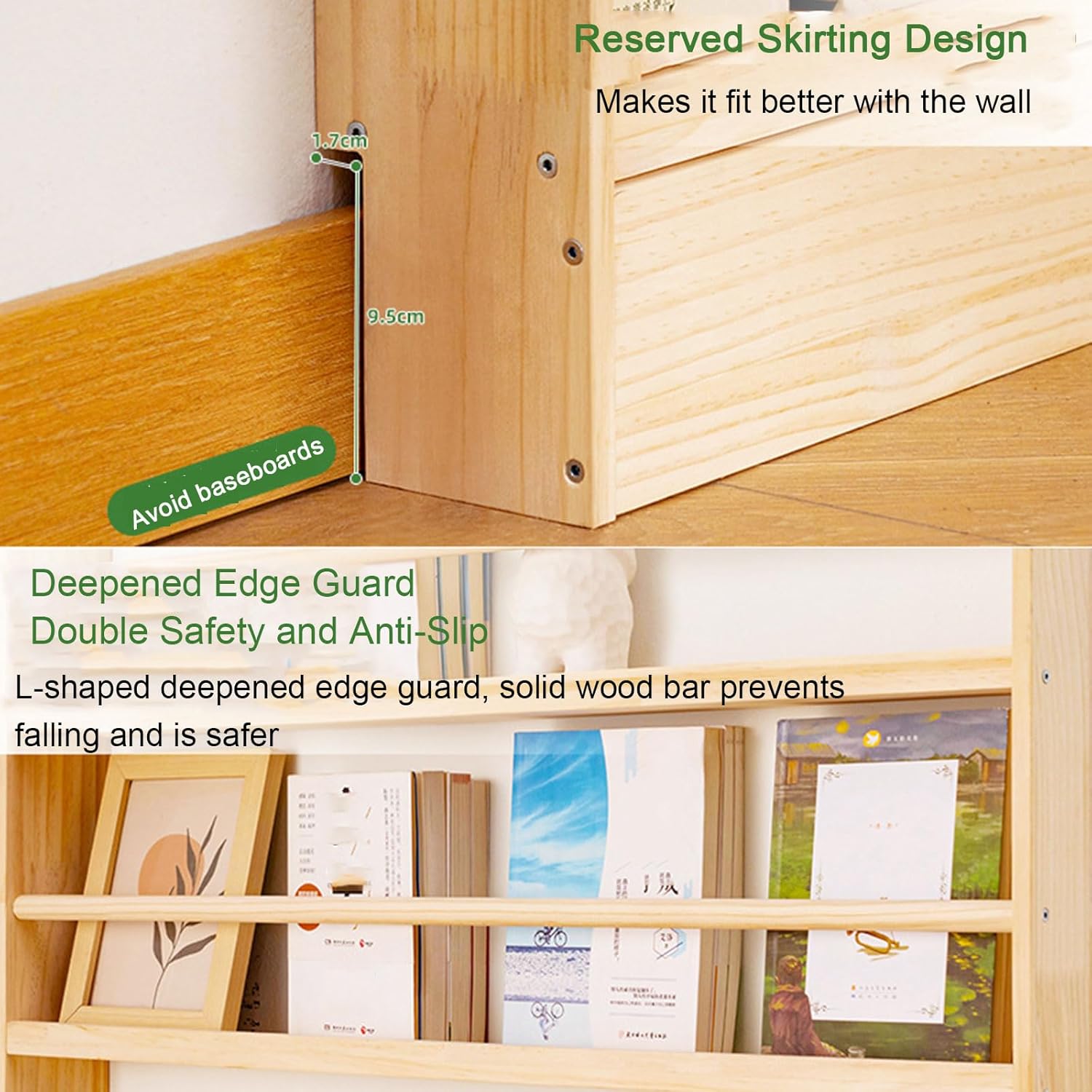 Behind The Door Bookshelf Solid Wood Bookcases with Open Display Shelves Behind The Door Storage Organizer for Toys and Books Space-Saving Wall Mount Narrow Book Shelf,60 * 10 * 143cm