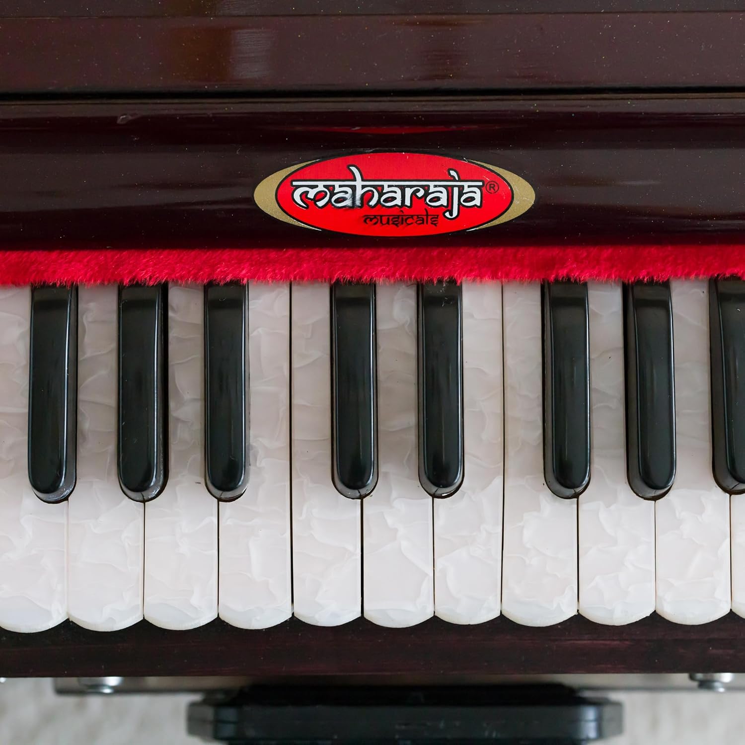 Portable Harmonium, Maharaja Musicals, Small, 2 1/4 Octaves Saptak, Dark Mahogany Color, 3 Fold Bellow, 17x10x10 Inch, Handle, Bag, Kirtan Yoga Companion, Handmade Harmonium Instrument-PH2