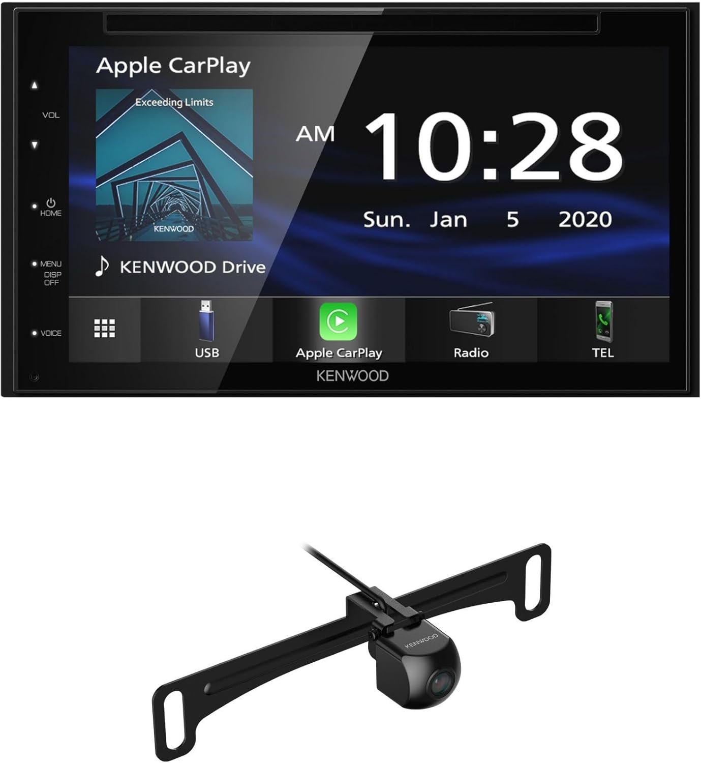 KENWOOD DDX5707S Double Din DVD Car Stereo with Apple Carplay and Android Auto, 6.8 Inch Touchscreen, Bluetooth | Plus KENWOOD CMOS-240U Universal Backup Camera