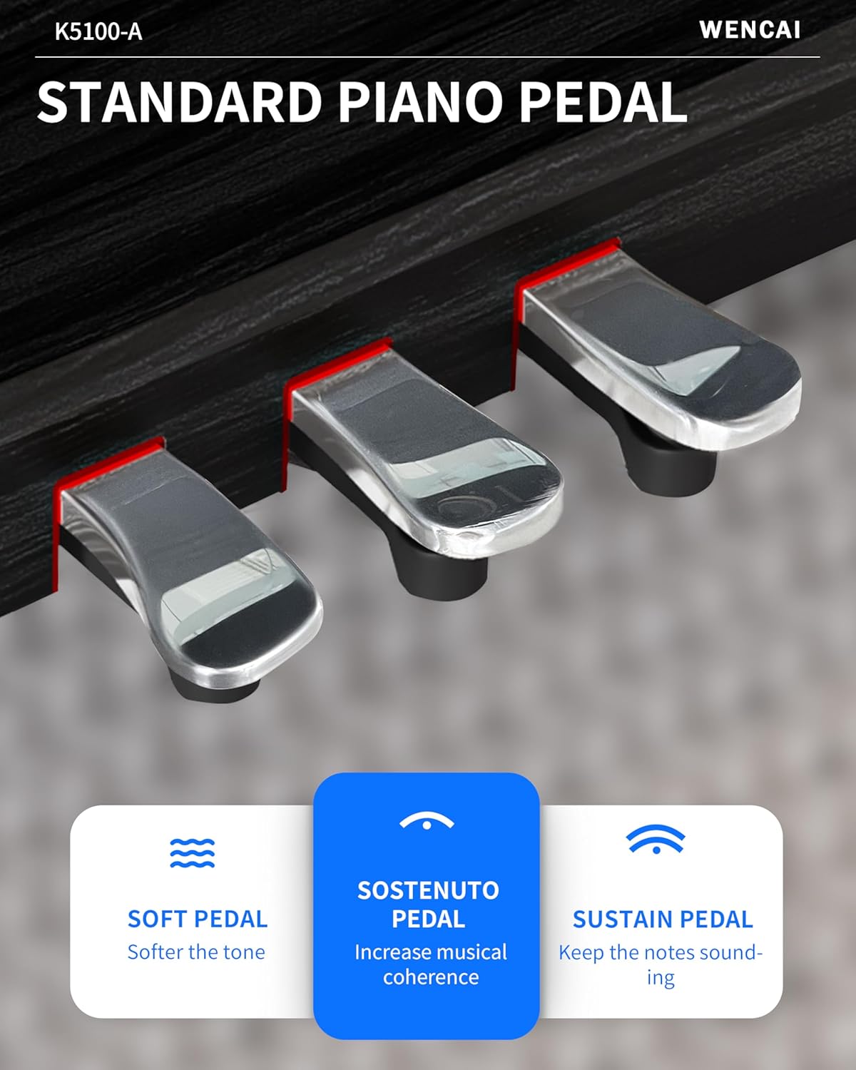 WENCAI 88 Keys Digital Piano Hammer Action Weighted Keyboard Piano, Full Size Upright Electric Piano, Wooden Electronic Piano for Beginner Professional, MIDI-USB Support, 3 Pedals, Black