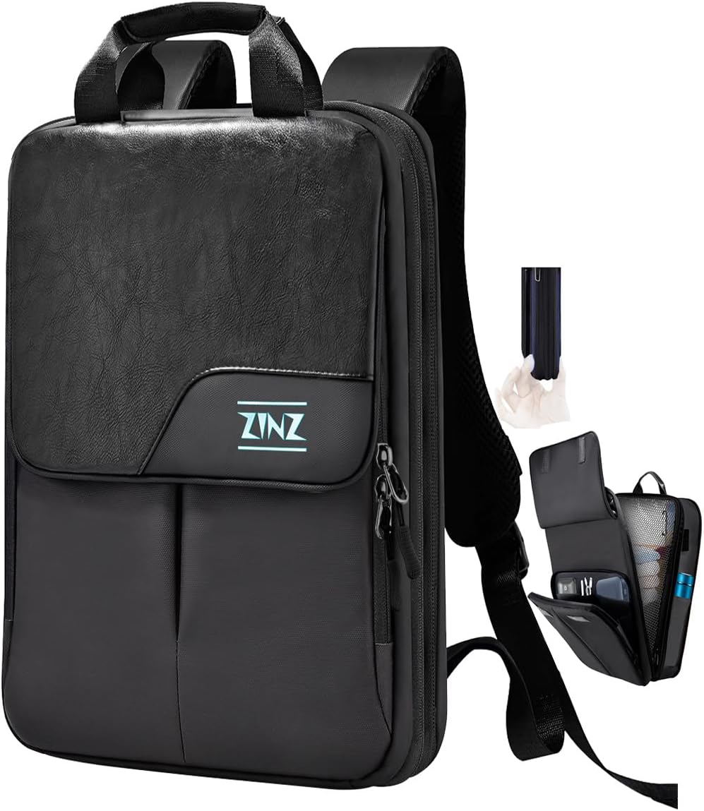 ZINZ Slim & Expandable Laptop Backpack 15.6 16 17 inch Travel Business Backpack Water-Resistant Daypack for Men and Women，Black