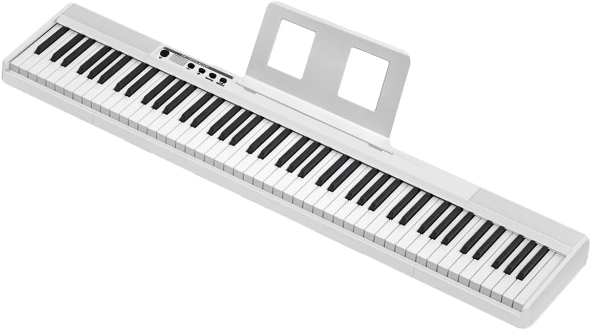 Longeye Piano Keyboard 88 Keys Compact Portable Digital Piano for Beginners with Semi-Weighted Full-Size Keys, Stand, Headphones, Sustain Pedal, Carrying Case, White
