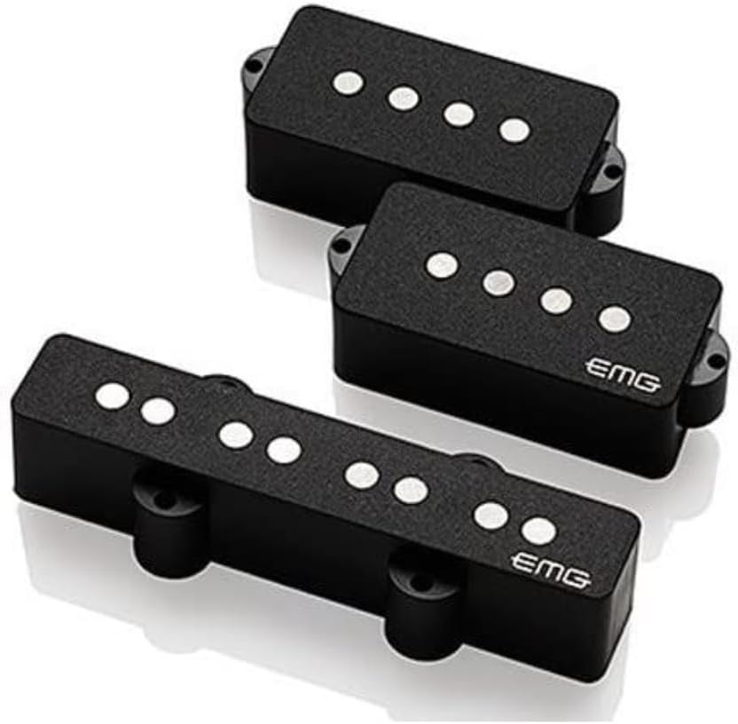 EMG GZR-PJHZ (Geezer Butler) Black Signature PJ Bass Guitar Pickup Set Bundle w/ 12x Fender Guitar Picks, and Liquid Audio Polishing Cloth