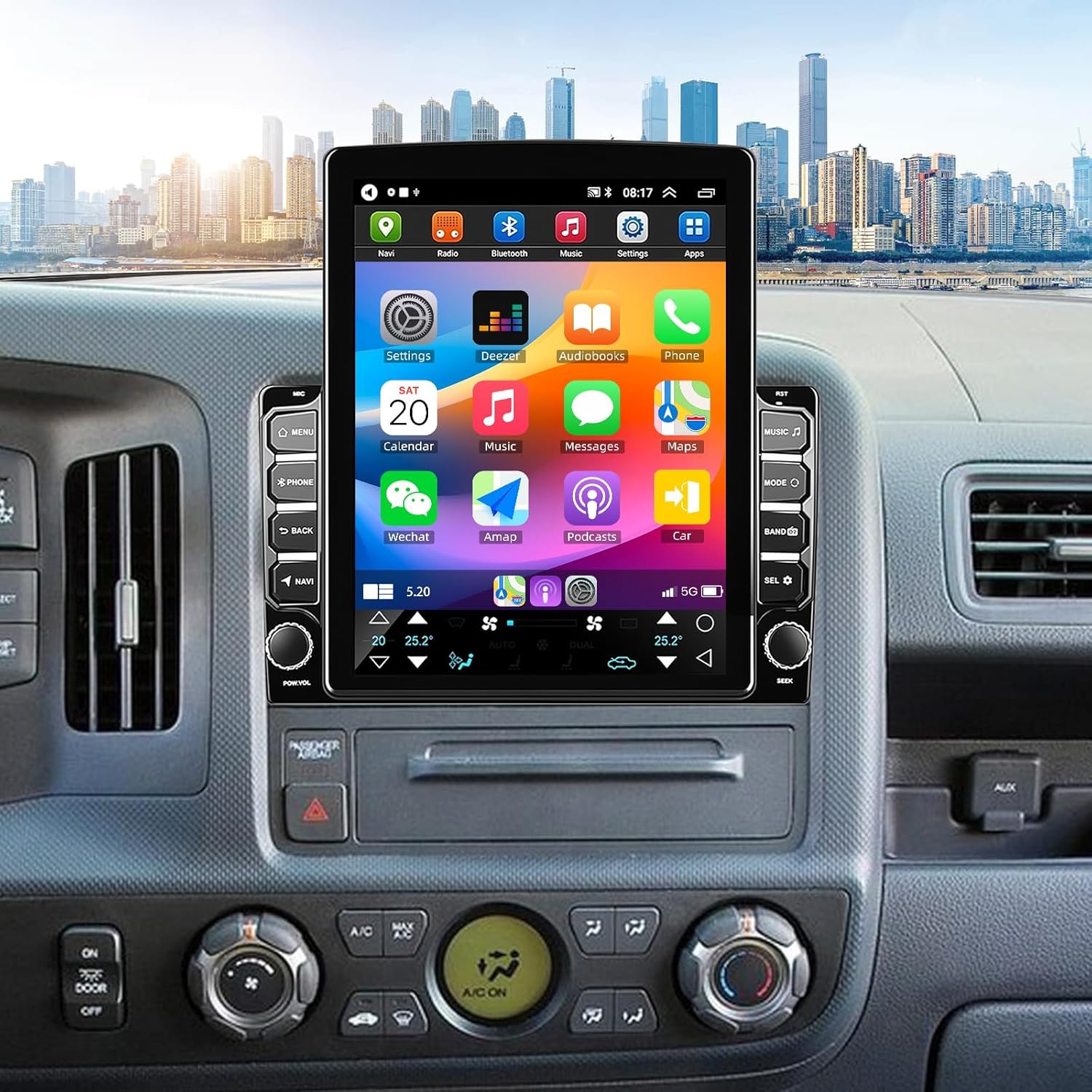 Car Stereo Radio for 2006-2014 Honda Ridgeline with Wireless Carplay & Android Auto,9.7 Inch Car Audio Receiver GPS Navigation Unit with Bluetooth Head Unit Backup Camera WiFi SWC- 2G+32G