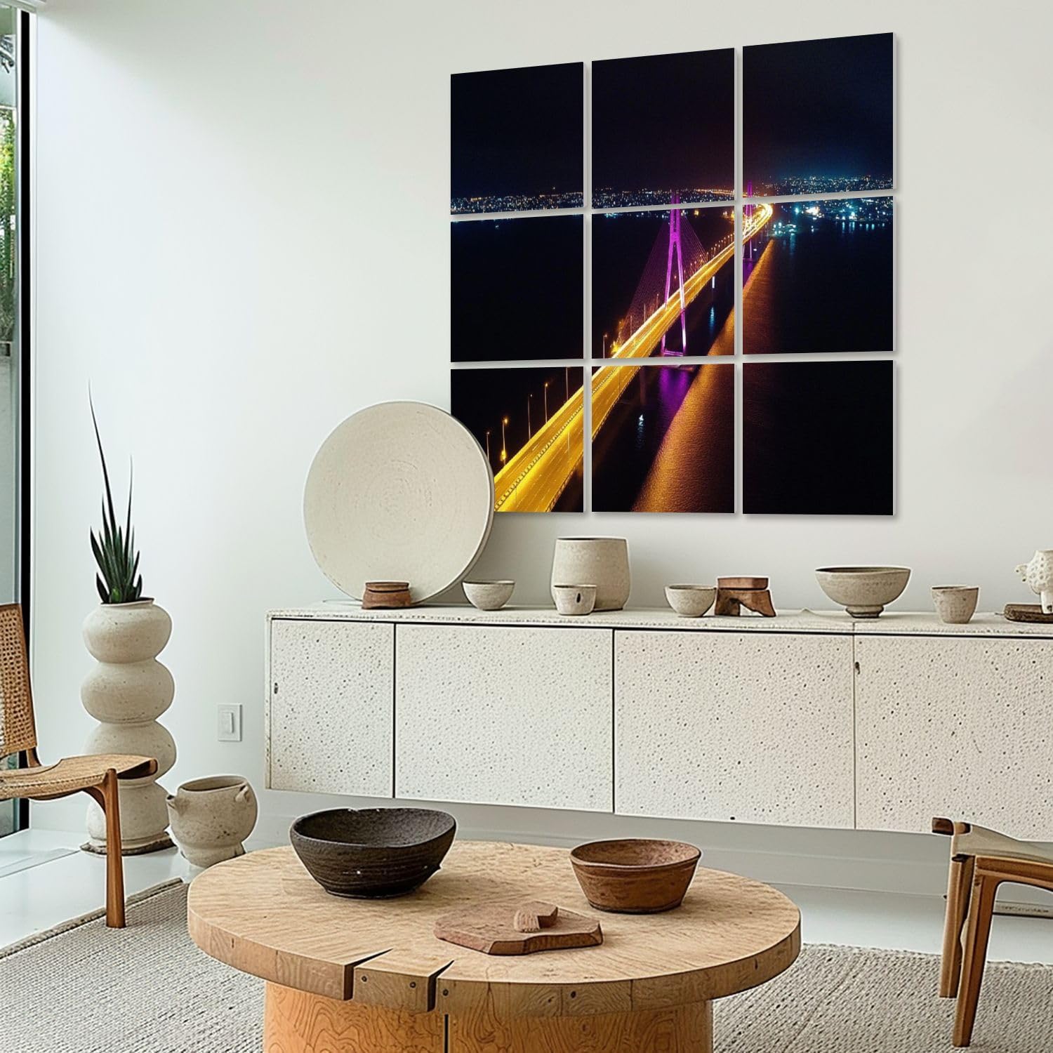 Art Acoustic Panels Self Adhesive Bridge lake maracaibo 9 Packs Decorative Soundproof Wall Panels Large Sound Absorbing Panels for Home Office 60