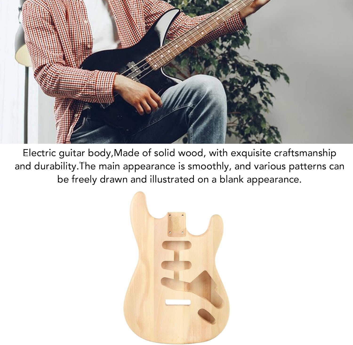 Body of an Electric Guitar That Is Not Completed Crafted Walnut Wood Electric Guitar for Various Playing Styles