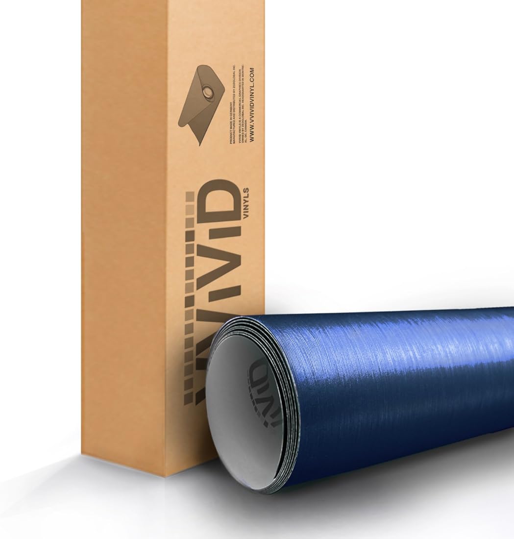 VViViD Blue Brushed 60 Inch x 300 Inch 125sq ft Cast Automotive Use Bubble and Air-Free Car Wrap Vinyl Exterior 3MIL