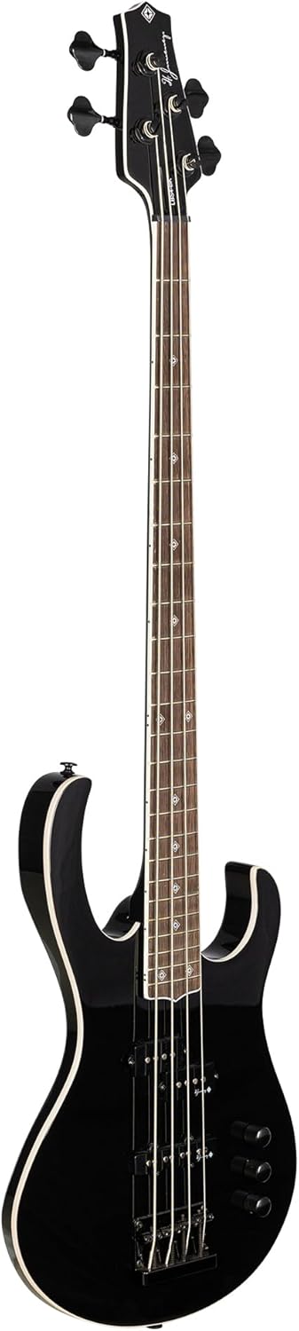 H. Jimenez 4 String Glossy Black Bass Guitar With Deluxe Padded Gig Bag (LBS4-BK)