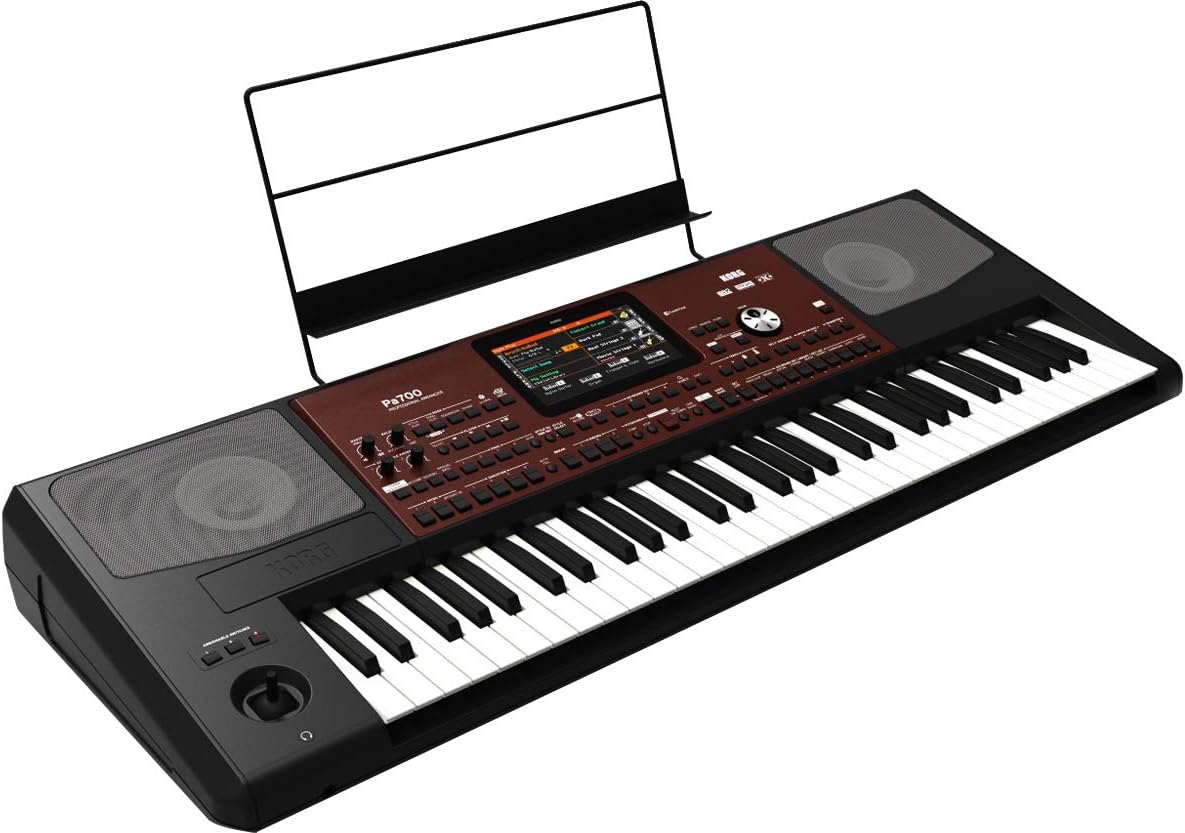 Korg PA700 61-Key Arranger Keyboard with FocusProAudio Adjustable Double X Keyboard Stand and Double X Stand Bundle