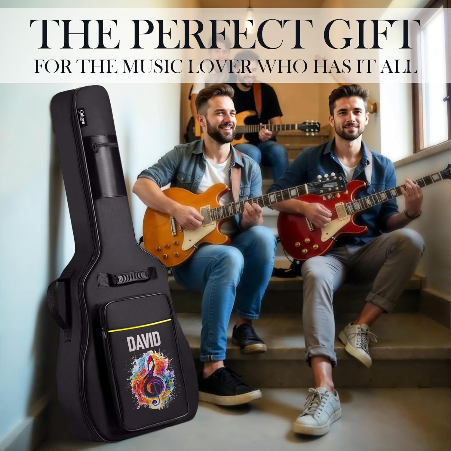 Personalized Guitar Gig Bag with Custom Name or Logo, Soft Guitar Case for Electric Guitar – 40.9in Water Resistant Padded Bag with Shoulder Straps, Pockets and Shockproof Bottom, Personalized Gift