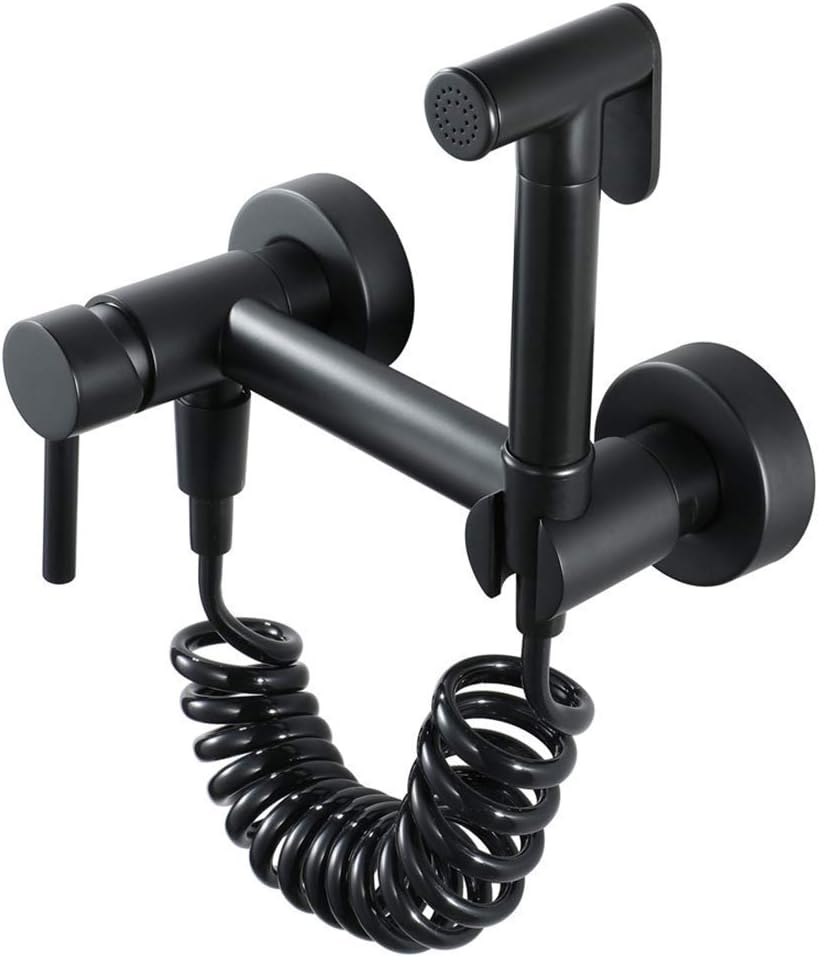 Handheld Toilet Bidet Sprayer, Diaper SprayerToilet Sprayer Set Handheld kit Bathroom Hand Shower Personal Hygiene and Cleaning Care Cloth DiaperBlack Wall Mounted