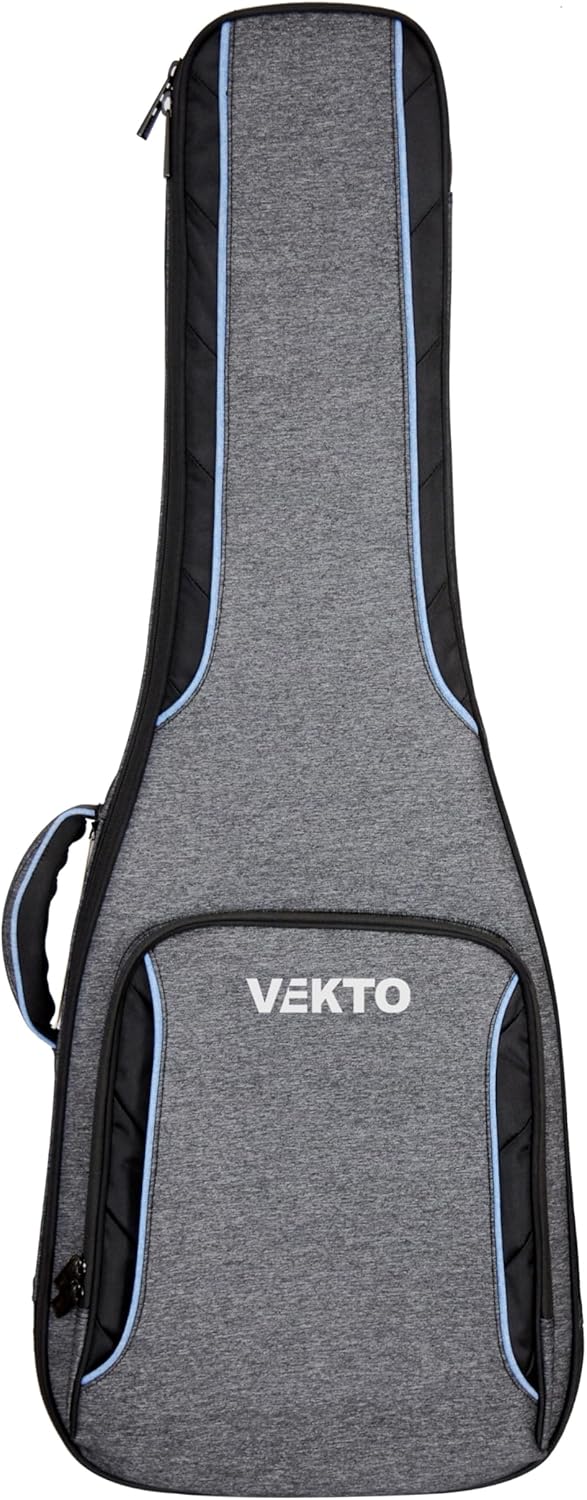 VEKTO Bass Guitar Gig Bag 28mm Padded, 800D Waterproof Fabric and EVA Reinforcement,Large Pocket, Hideaway Straps, Detachable Neck Support