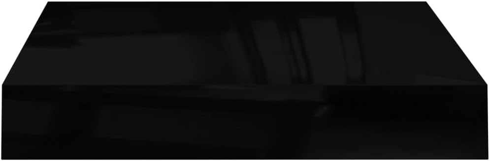 Floating Shelves Set of 4 High Gloss Black MDF 9.3 x 9.1 x 1.5 in Modern Square Wall Mount Display for Living Room Bedroom Office