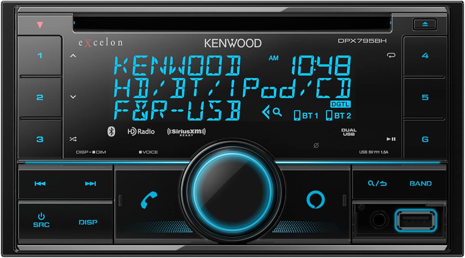 Kenwood eXcelon DPX795BH Bluetooth USB Double DIN CD Receiver (Renewed)