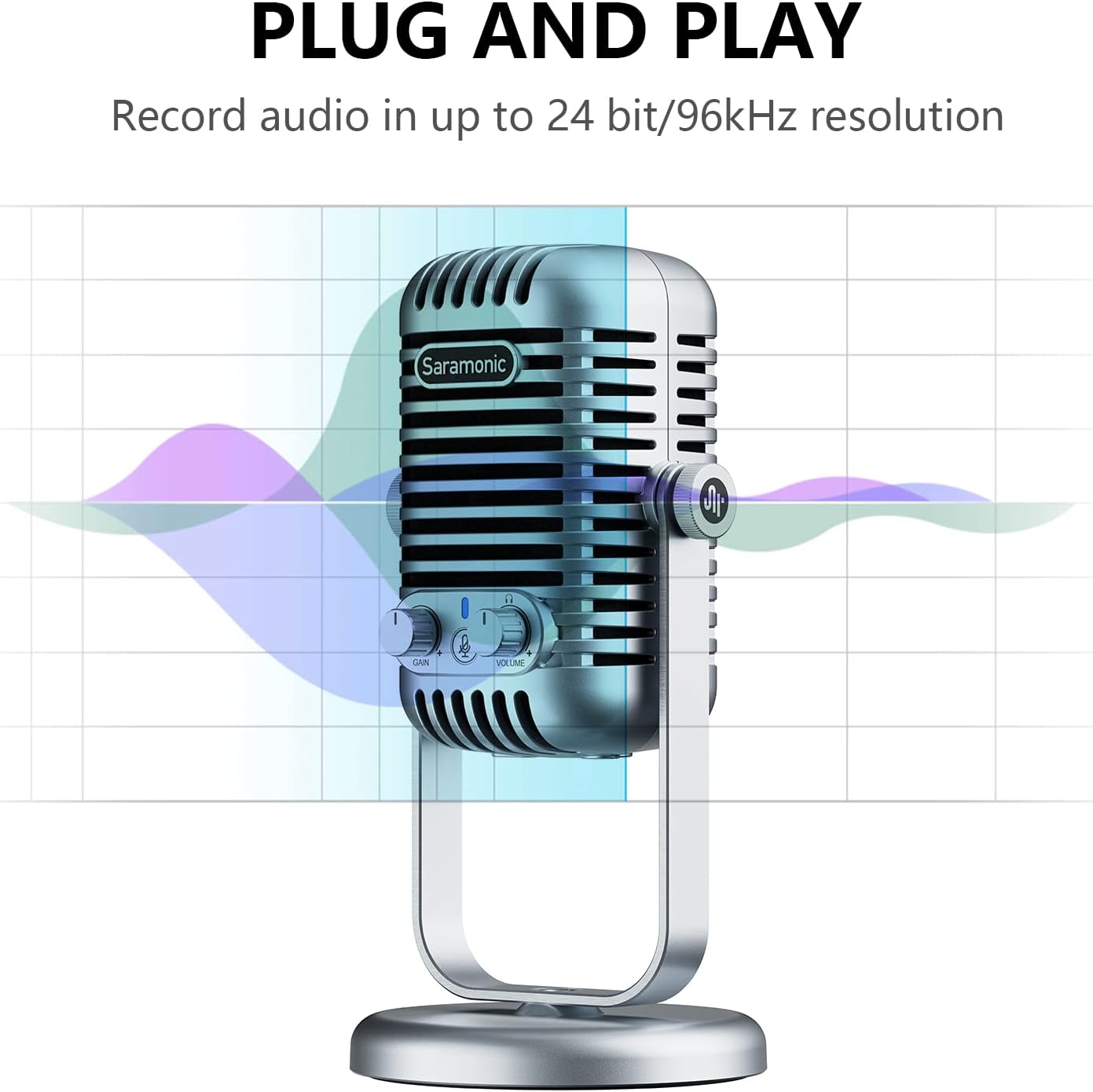Saramonic XMIC-Z5 USB Condenser Microphone for PC, Mac, Gaming, Recording, Streaming, Podcasting - 2 Pickup Patterns, Noise Cancelling, 2-Year Warranty