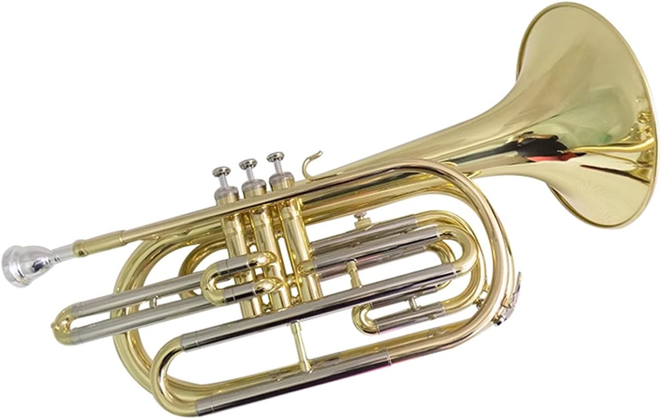 Student Trumpet Bb Marching Trombone with Hard Case Mouthpiece Lacquer Silver Nickel Plated Trombones Musical Instruments (Color : Lacquer)