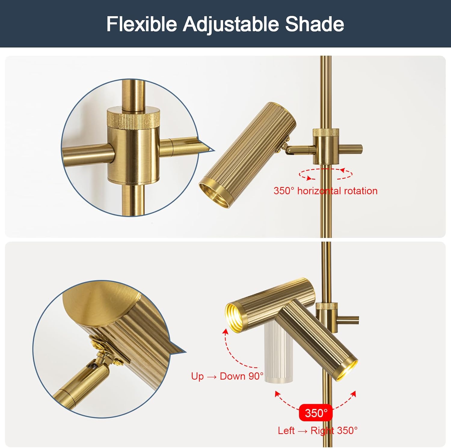 Gold Plug in Wall Sconces, 3 Lights Wall Mount Lamp with Rotatable Shade 3000K Warm White Wall Light for Bedroom Living Room Picture Light (Bulb Included)