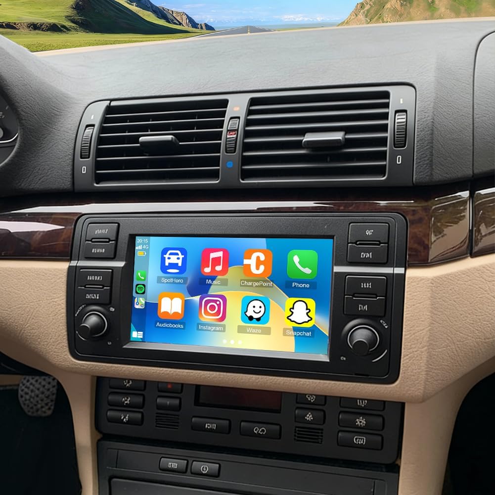 2G+64GB Car Stereo Radio for B-MW E46 1998-2006：Support Wireless CarPlay Android Auto 7 inch IPS Touchscreen Bluetooth GPS 5GWIFI RDS FM Radio SWC Mirror Link Backup Camera