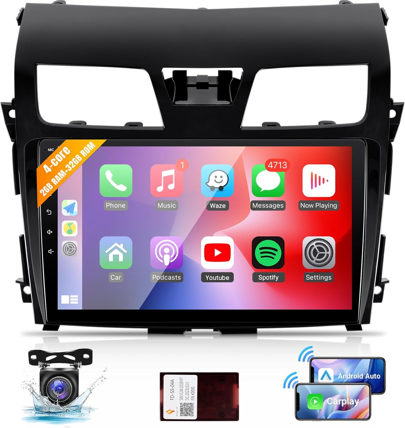 Leadfan Car Stereo Radio for Nissan Teana Altima 2013 2014 2015 Wireless Carplay & Android Auto, 10.1 inch Touch Screen for Nissan Android Stereo Bluetooth in Dash GPS WiFi FM SWC 2G+32G