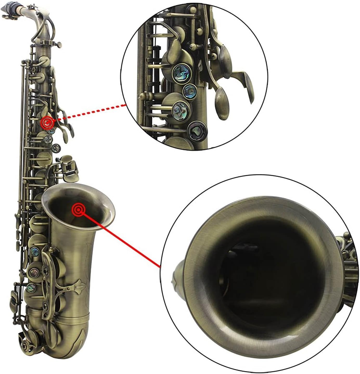 Sax Beginners Kit High Grade Antique Finish Bend EB E- Flat Alto Saxophone Sax Abalone Shell Key Carve Pattern Wind Instrument