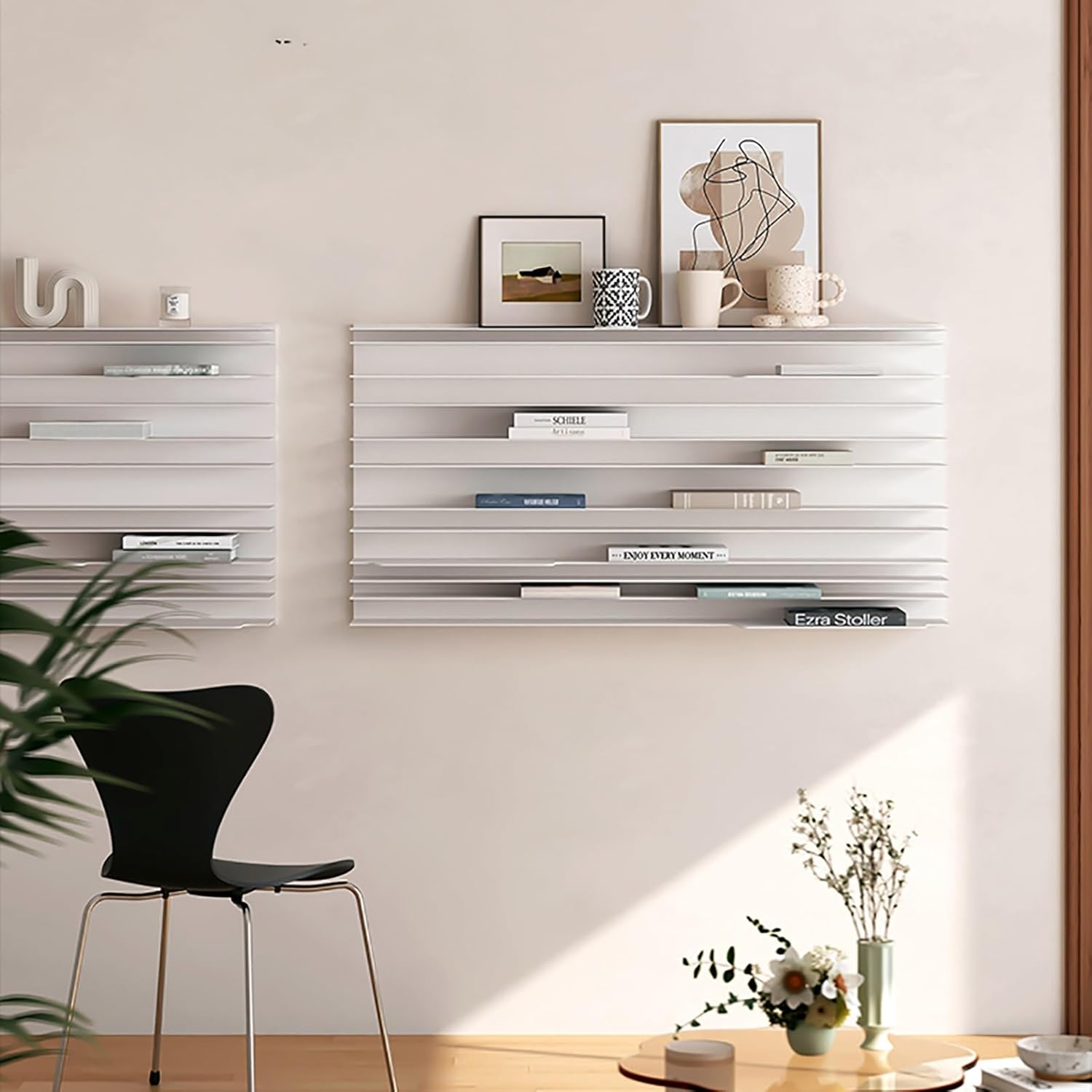 Floating Bookshelf for Wall, Invisible Floating Bookcase, Wall Mounted Storage Rack, Space Saving, Heavy Duty Metal Display Storage Organizer for Home Office(White,30cm/11.8in)