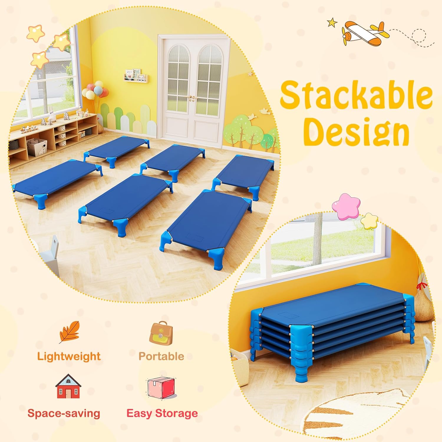 Giantex Stackable Daycare Cots for Sleeping, 53