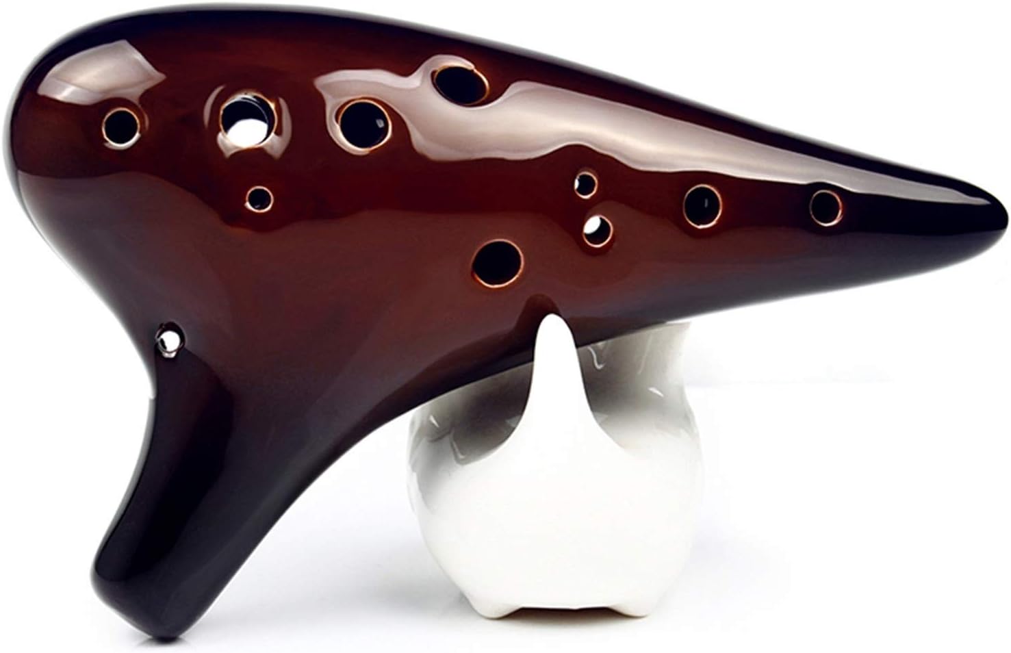 Alto C Key Ocarina 12 Holes Ceramic Ocarina Music Instrument Bright Glossy Glaze Woodwind Instrument Flute(Ocarina with Bag)