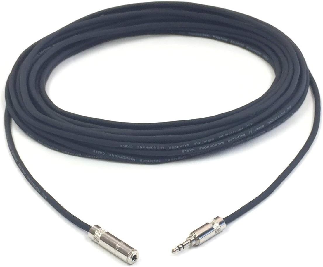 100 Foot Pro Audio 1/8 inch (3.5mm) Male REAN NYS231L TRS to 1/8 inch (3.5mm) Female REAN NYS240 TRS Balanced Extension Cable by Custom Cable Connection