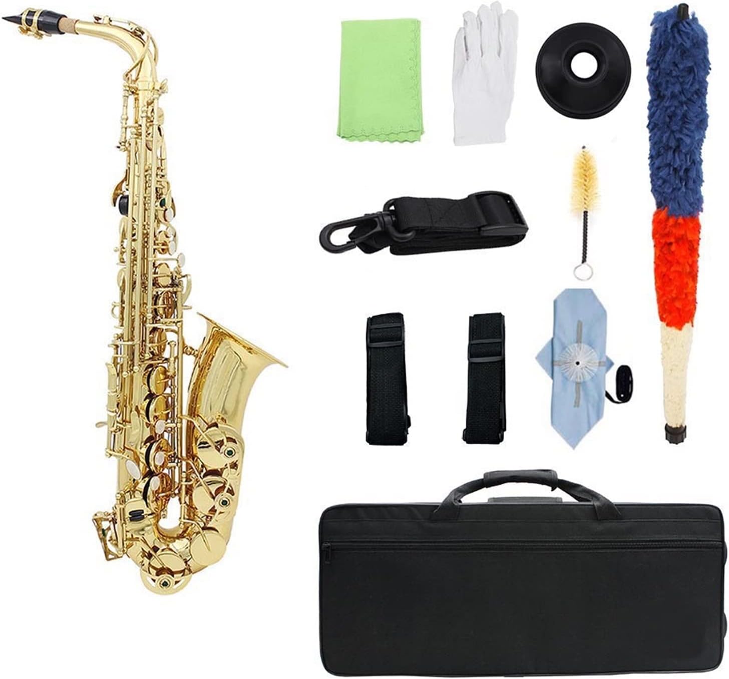 Brass EB Alto Saxophone Sax Lacquered Gold Woodwind Instrument