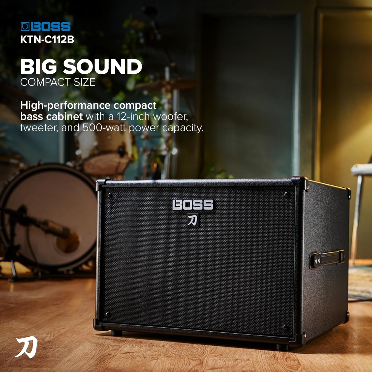 BOSS Katana Cabinet 112 Bass | High-Performance Speaker Cabinet for Professional Bass Applications | Compact Design with 500-Watt Power Capacity | Eminence Neodymium Series 12-Inch Woofer