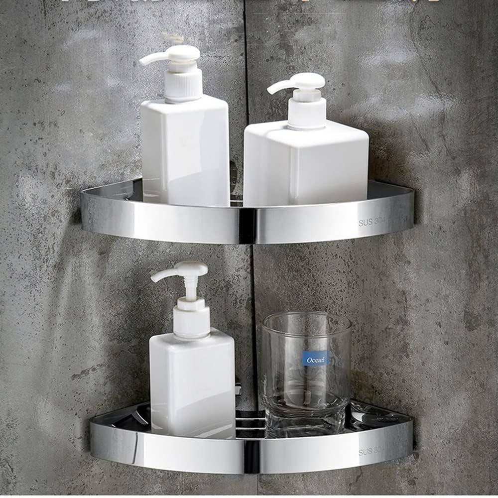 Corner Shower Caddy Bathroom Shower Corner Shelf, SUS 304 Stainless Steel Shower Caddy Wall Mount Triangular Bathroom Floating Shelves Shower Organizer (Color : Polish 3 Layer)