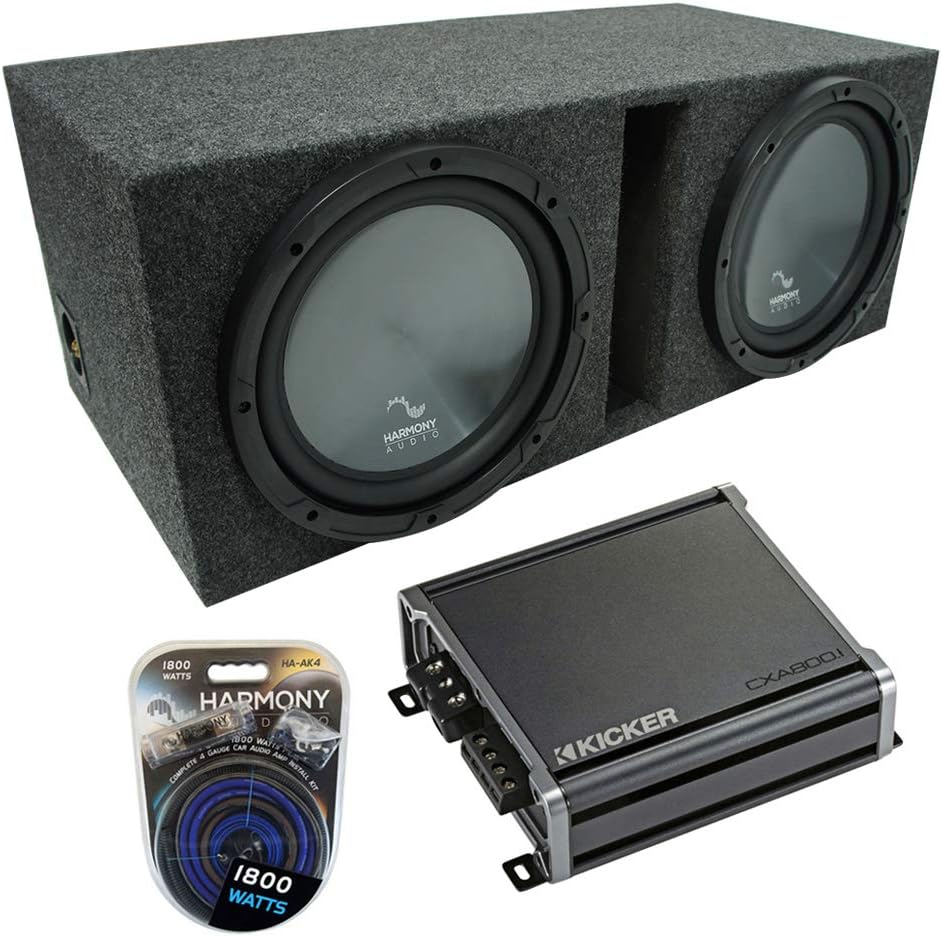 Harmony Audio R124 Bundle with Universal Car Stereo Vented Port Dual 12