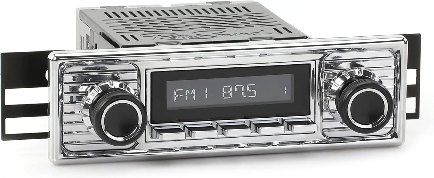 Retro Manufacturing HC-308-309-39-78 Hermosa Direct-Fit Radio for Classic Vehicle (Chrome Face and Chrome Buttons and Chrome Faceplate)