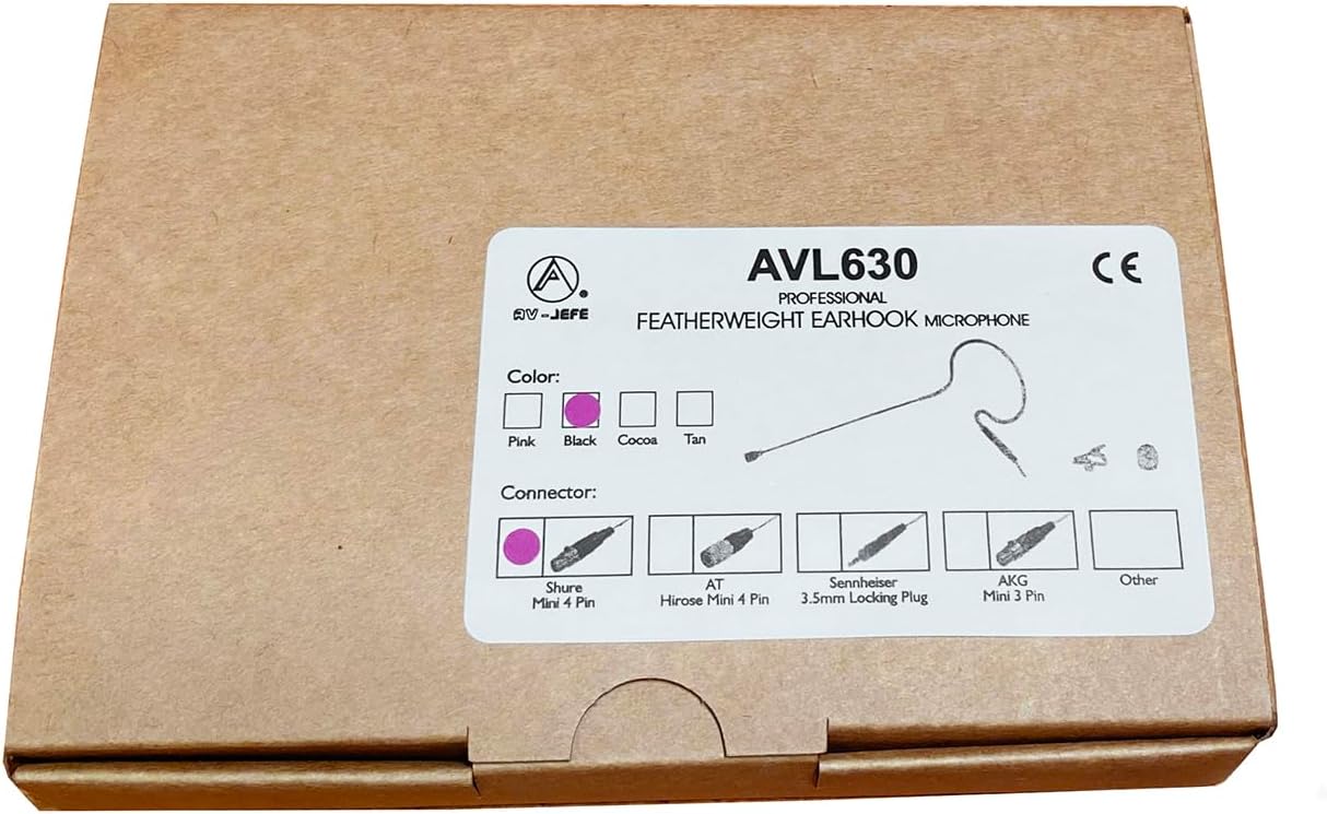 AVL630BSH4 Black Color Mini Headset Mic for Shure Wireless Microphone