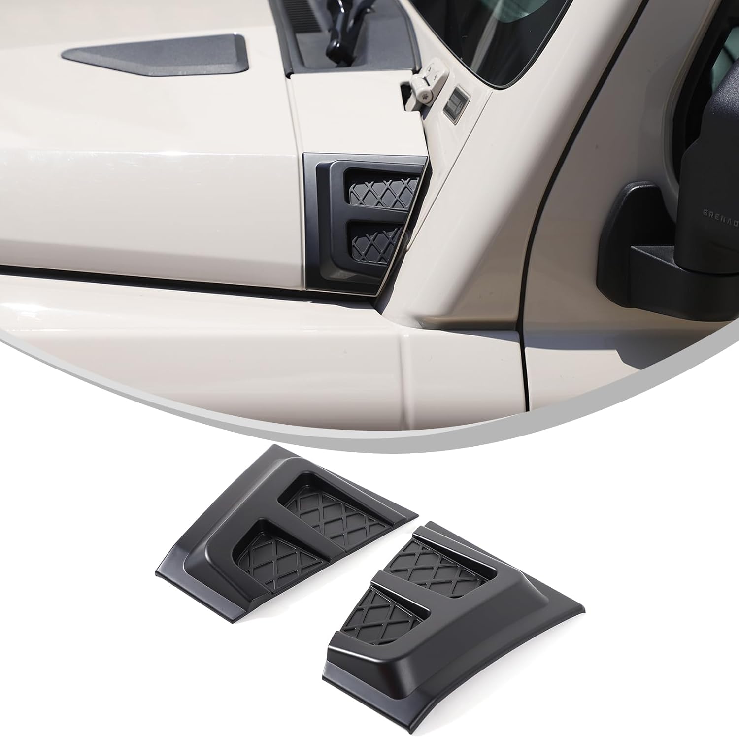 2PCS Car Black Cowl Armor Corner Guards Outer Cowling Cover Compatible with INEOS Grenadier 2020-2025 Accessories, Car Hood Left Right Side Armor Cover Trim Exterior Accessories (Matte Black)