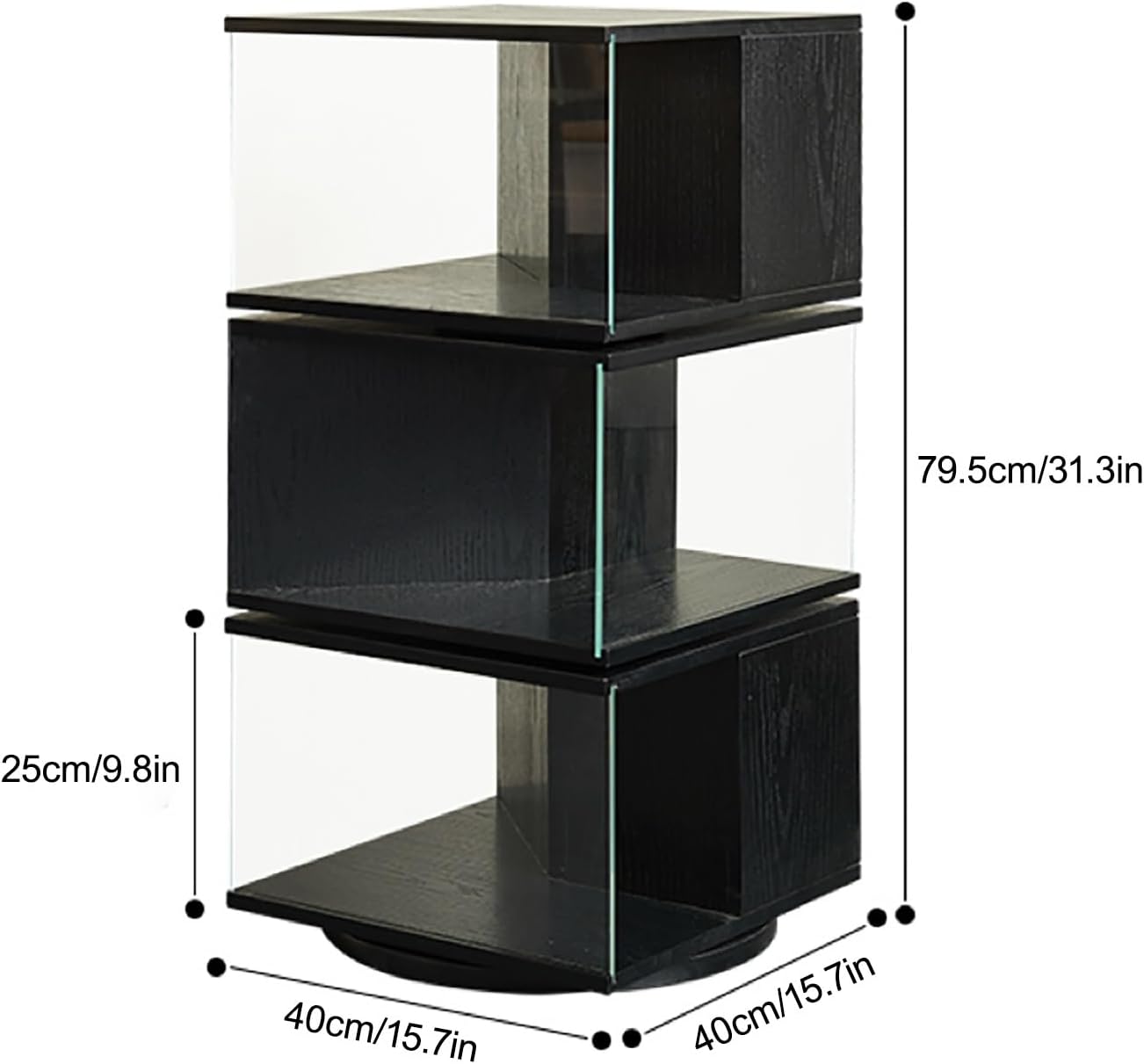 Rotating Bookshelf 360 Display Spinning Bookcase Storage Rack, Modern Display Book Shelf with Side Panels and Solid Wood Frame(Yellow,79.5cm/31.3in)