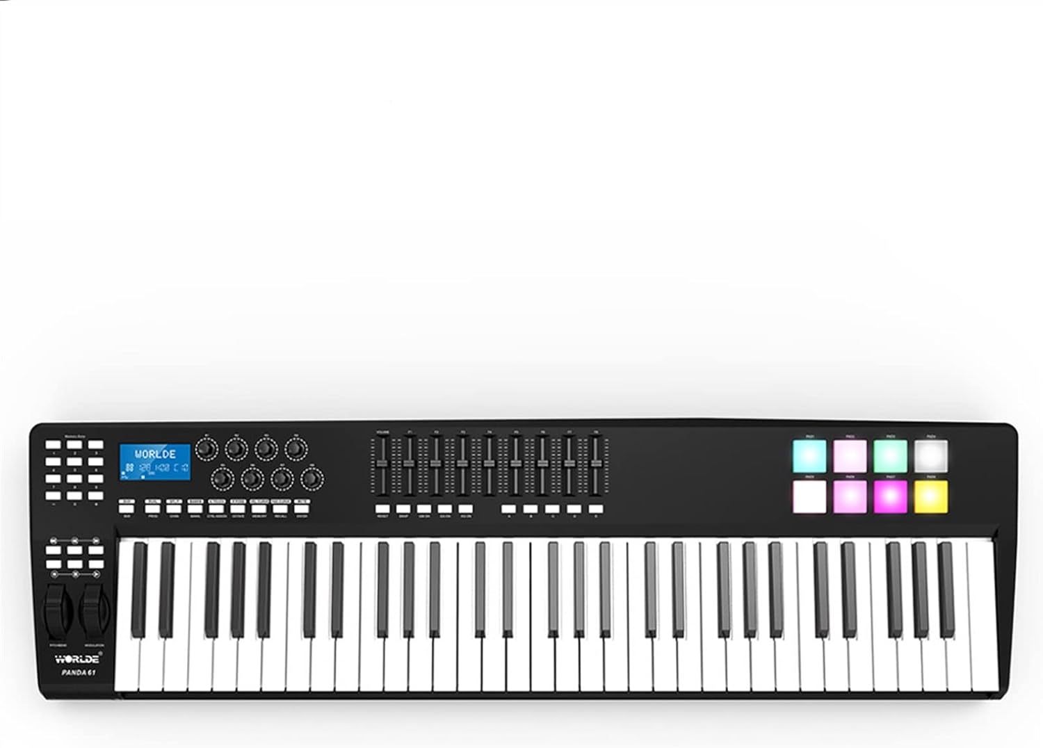 61 Portable 61-Key USB MIDI Keyboard Controller 8 RGB Colorful Backlit Trigger Pad Keyboard Piano