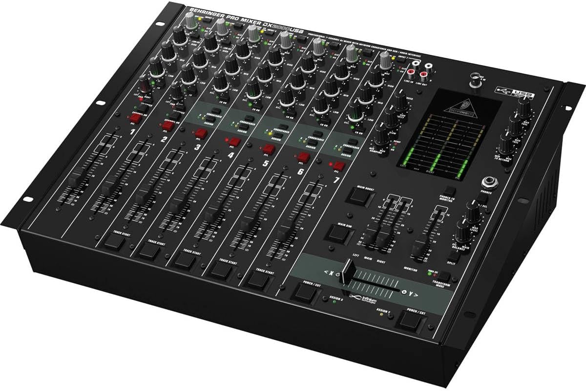 Behringer PRO MIXER DX2000USB Professional 7 Channel DJ Mixer with INFINIUM 'Contact-Free' VCA Crossfader and USB/Audio Interface
