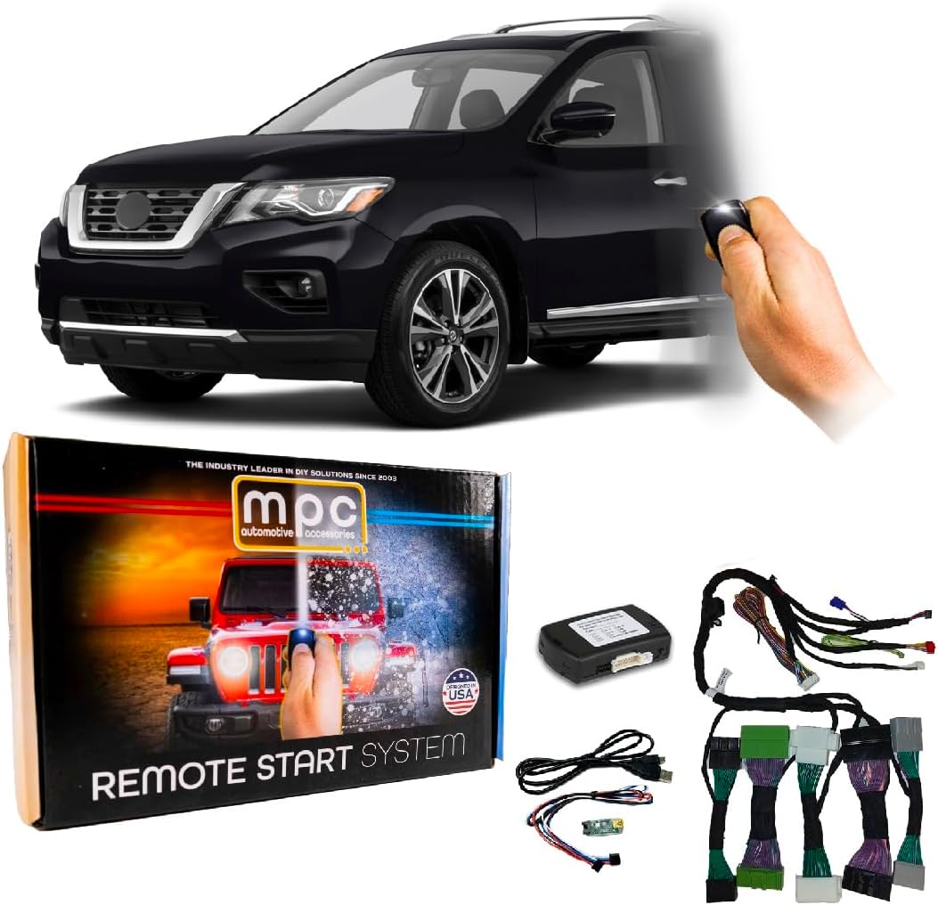 MPC Factory Remote Activated Remote Start Kit Compatible with 2013-2020 Nissan Pathfinder - Push-to-Start - Plugin T-Harness - Firmware Preloaded - USA Tech Support