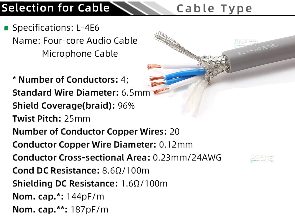 DIY Customized Line XLR Audio Microphone Cable, CANARE L-4E6 NEUTRIK Gold-Plated XLR Male Female Plug Connector, for Mixer Microphone Condenser Micro Connection Cable Extension Cable (2 Meters/Pack)