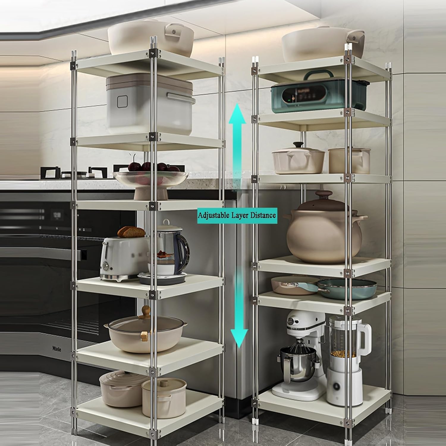 4/5/6/7 Tier Storage Rack, Adjustable Storage Rack, Corner Stainless Steel Rack for Entryway, Living Room, Narrow Space, Pantry, Bathroom(Black,35 X 35 X 120cm) (Black 35 X 35 X 140cm)