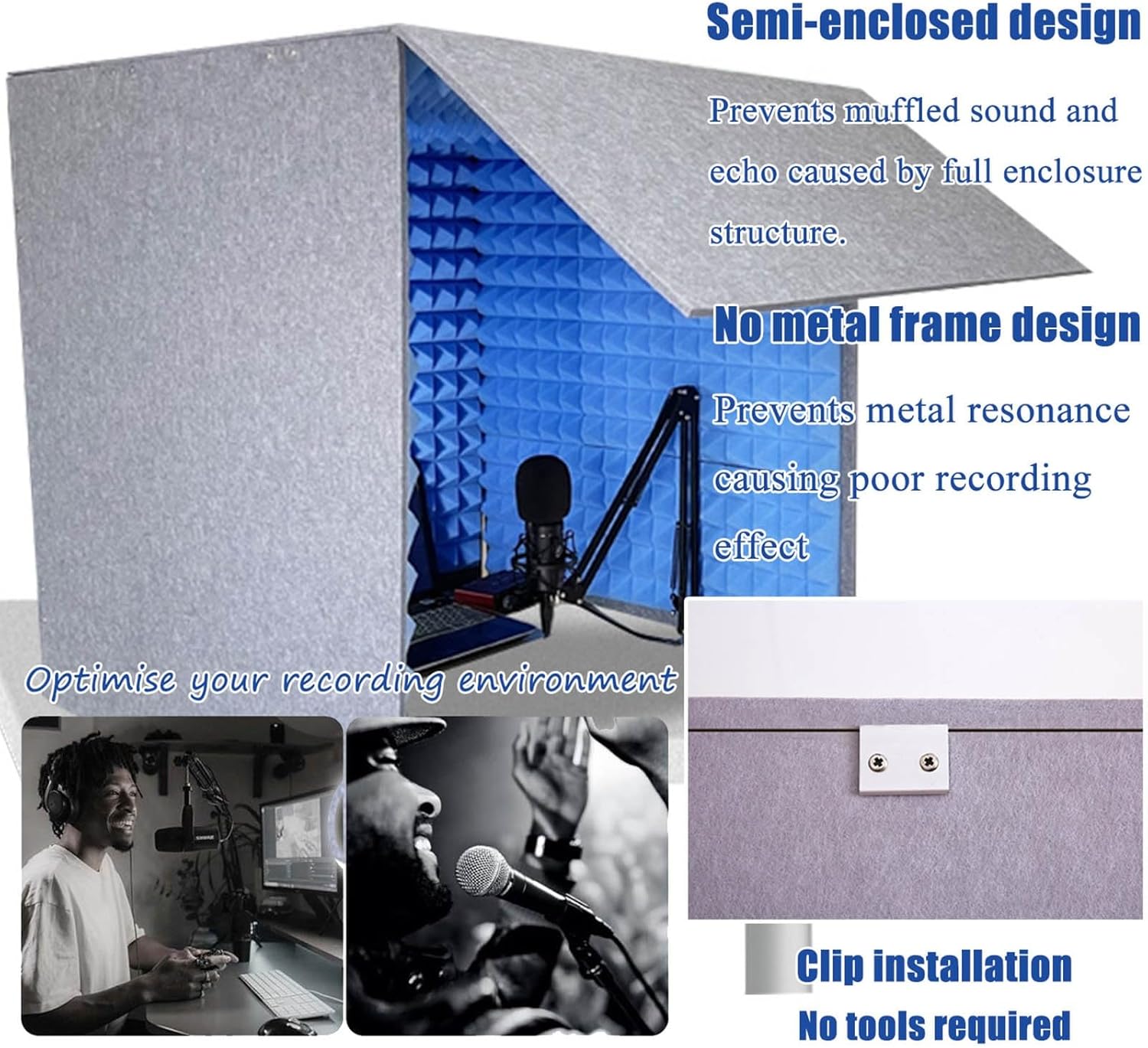 Portable Recording Studio, Microphone Foam Booth, Desktop Soundproof Enclosure, Suitable for Recording Studio, Singing Broadcast (Green)