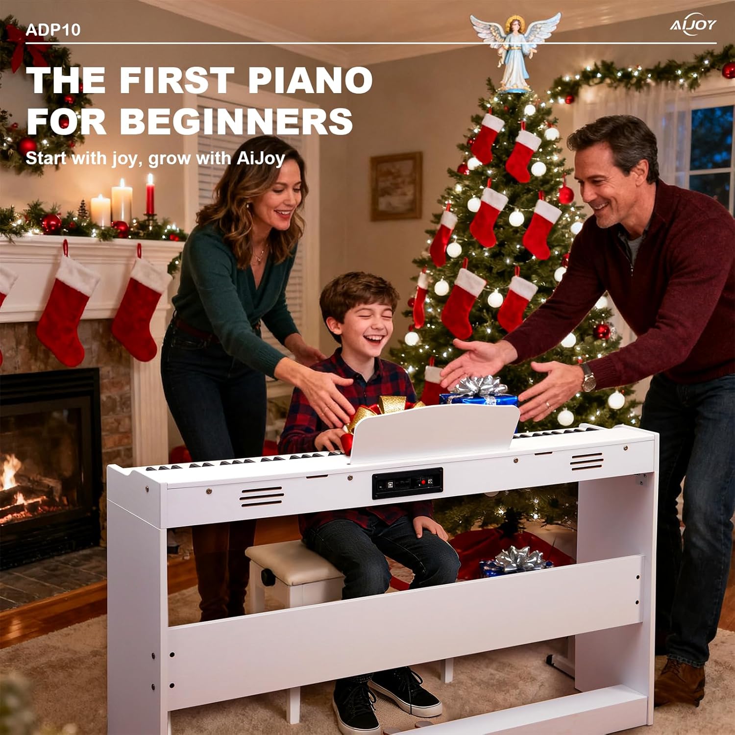 AiJoy 88-Key Digital Piano with Velocity-Sensitive Keys + AiJoy Duet Piano Bench with Storage