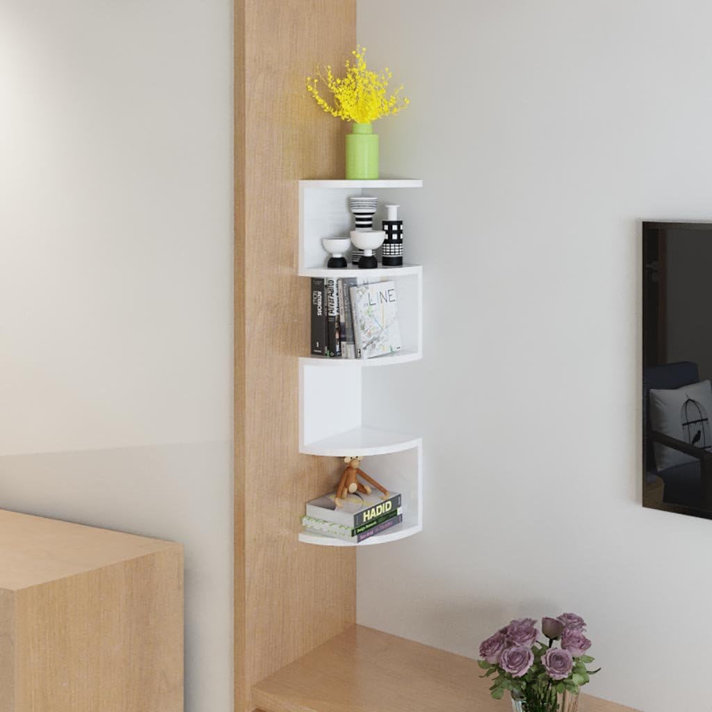 Wall Shelf Five-Tier Fan-Shaped Shelf Corner Storage Rack Wooden Sofa Kitchen Bedroom Background Wall Corner Shelf 88 * 20CM (Color : A)