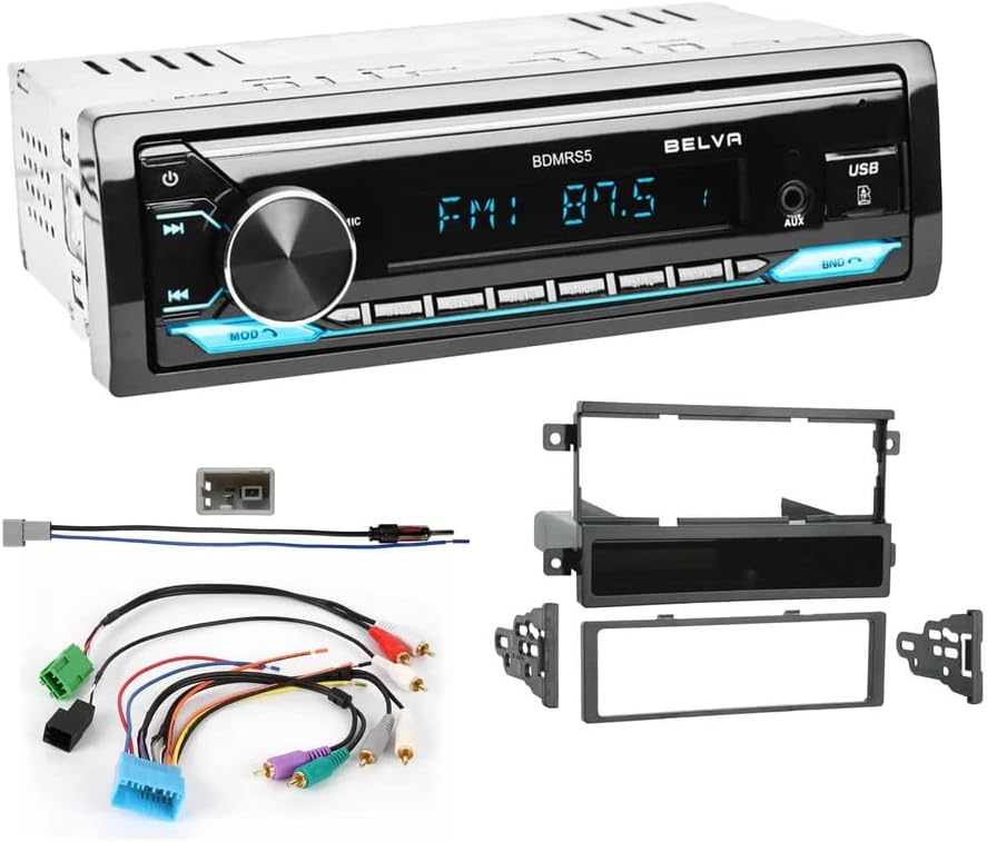 Single DIN Bluetooth Front SD/USB/AUX Car Stereo Upgrade for Honda Element 2005-2011 (Amplified)
