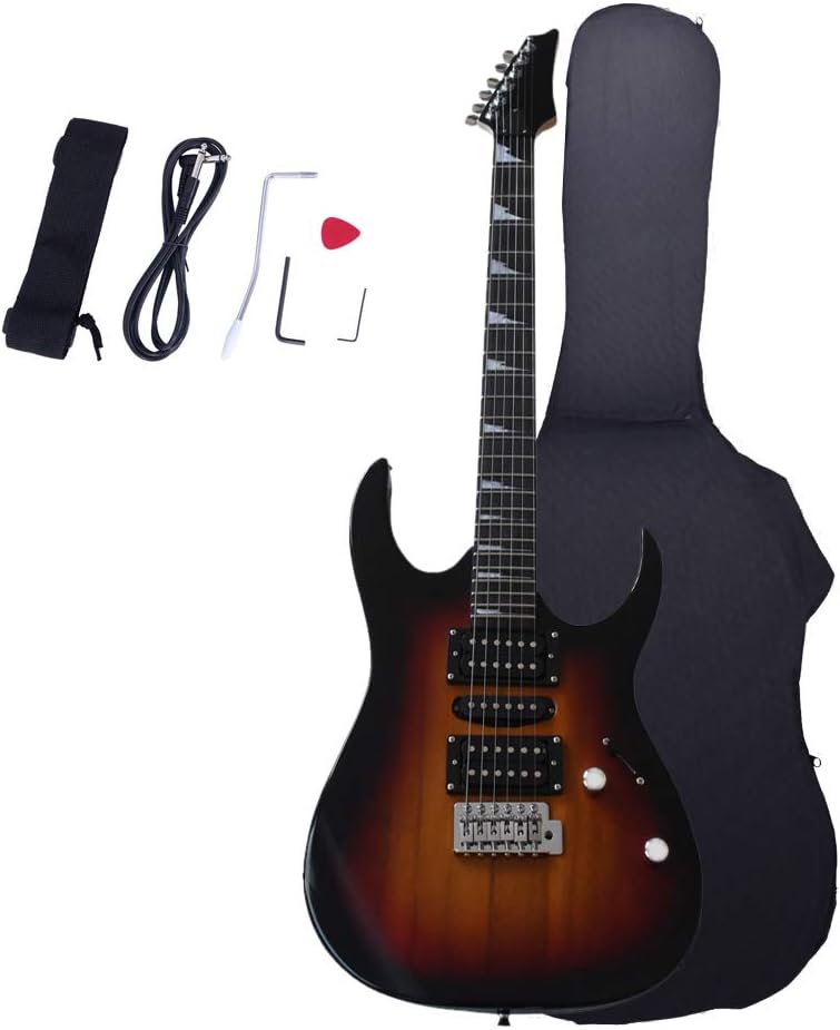 Lykos Professional Electric Guitar Guitar Bag Strap Pick Tremolo Bar Link Cable Set (Sunset)