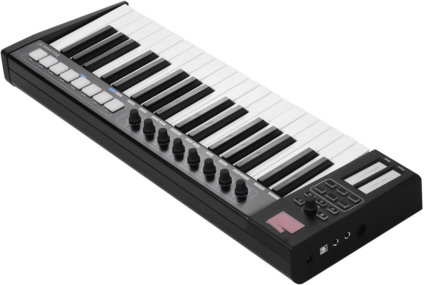 Keyboard Piano 37 USB MIDI Controller Keyboard 37 Semi-Weighted Keys 8 RGB Backlit Trigger Pads LED Display