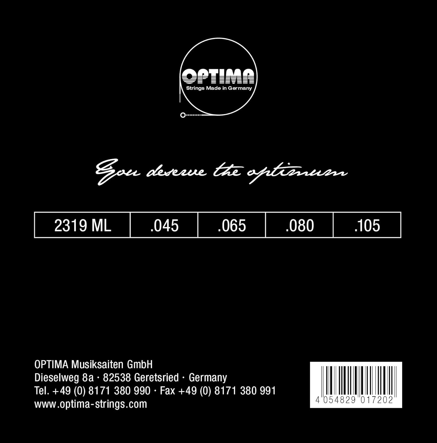 Optima 2319 LS Bass GOLD Strings, Long Scale, medium light